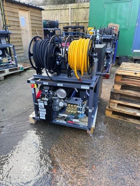 Professional high-pressure drain jetting unit used by Prime Drainage Services