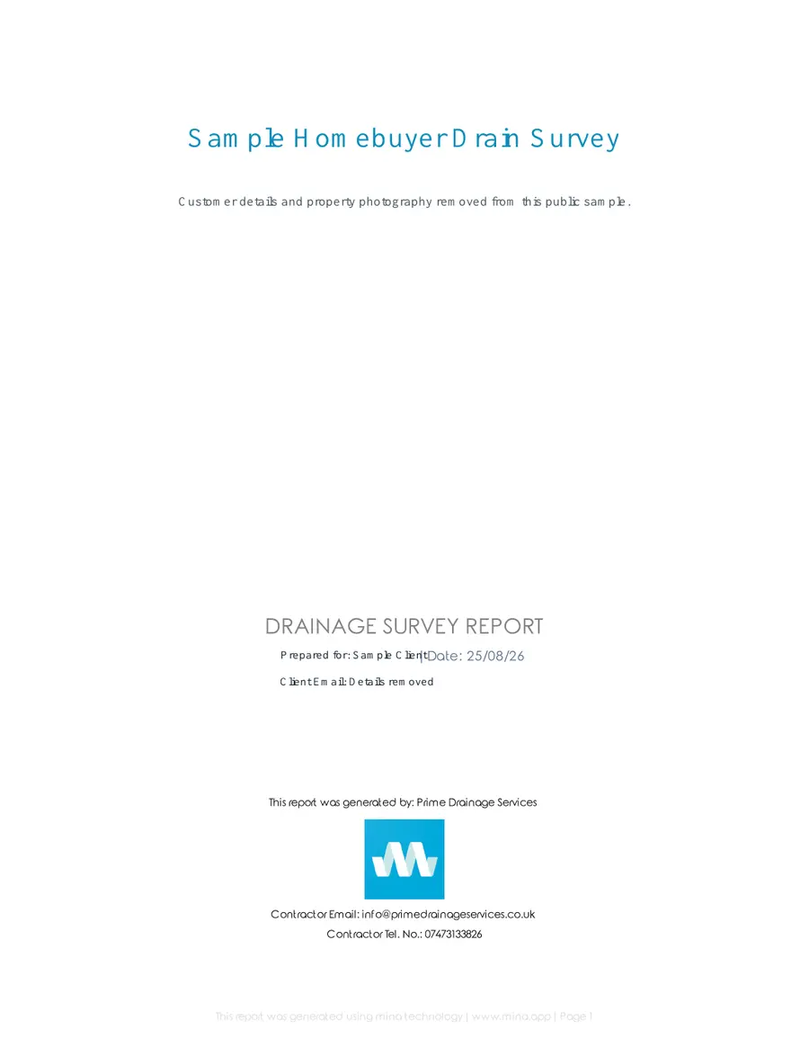 Homebuyer Drain Surveys by Prime Drainage Services